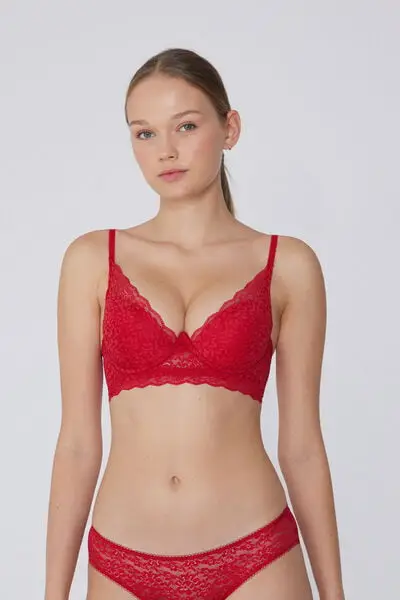 Reggiseno Super Push-up in Pizzo Riciclato Malibù Donna Rosso miniatura 2