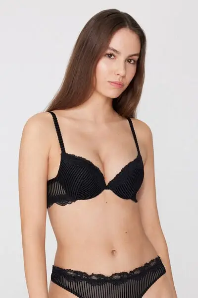 Reggiseno Super Push-up Los Angeles Glam Rib Donna Nero miniatura 2
