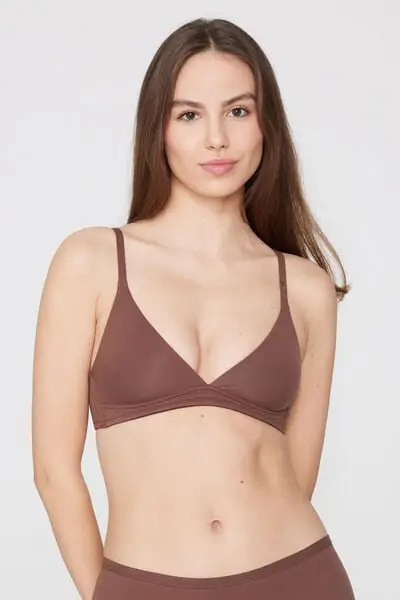 Reggiseno Triangolo Cotone Organico Lisbon Donna Marrone miniatura 2