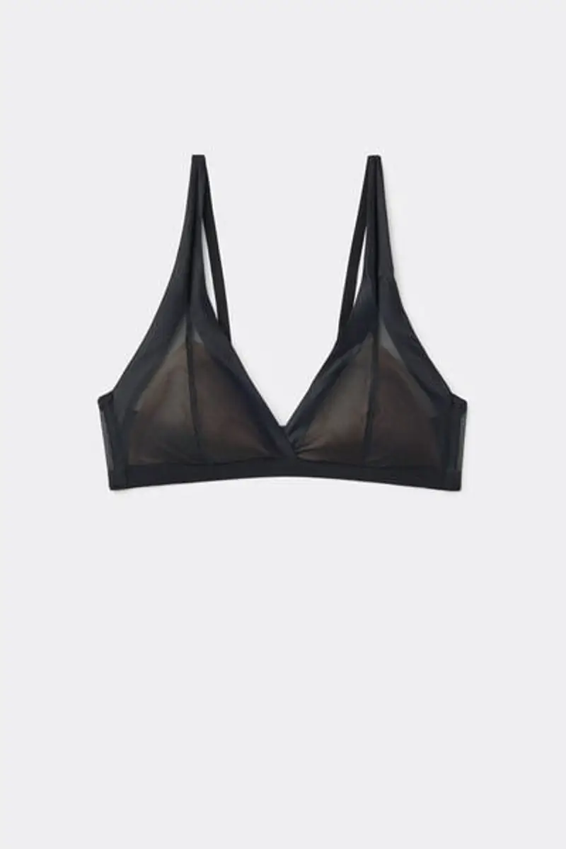 Tezenis Reggiseno Triangolo Havana Essential Tulle Leggermente Imbottito Donna Nero Taglia 5B