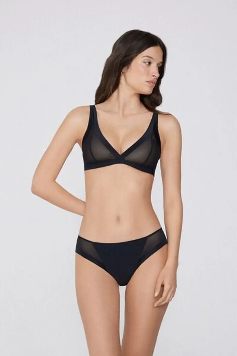 Tezenis Reggiseno Triangolo Havana Essential Tulle Leggermente Imbottito Donna Nero Taglia 5B miniatura 3