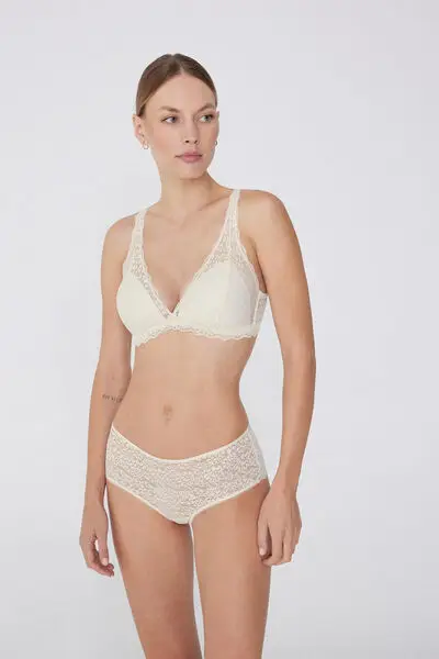 Reggiseno Triangolo in Pizzo Riciclato Havana Donna Avorio miniatura 2