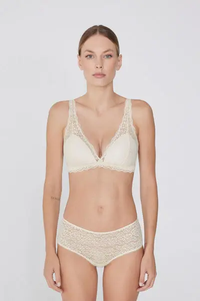 Reggiseno Triangolo in Pizzo Riciclato Havana Donna Avorio miniatura 3