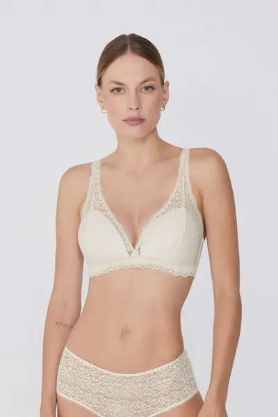 Reggiseno Triangolo in Pizzo Riciclato Havana Donna Avorio miniatura 2