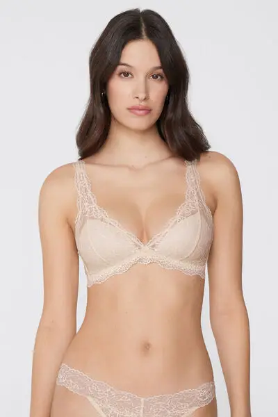 Reggiseno Triangolo in Pizzo Riciclato Havana Donna Avorio miniatura 2