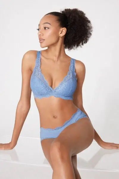 Reggiseno Triangolo in Pizzo Riciclato Havana Donna Azzurro miniatura 2