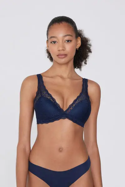 Reggiseno Triangolo in Pizzo Riciclato Havana Donna Blu miniatura 2