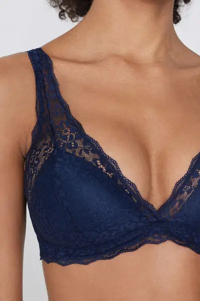 Reggiseno Triangolo in Pizzo Riciclato Havana Donna Blu miniatura 3
