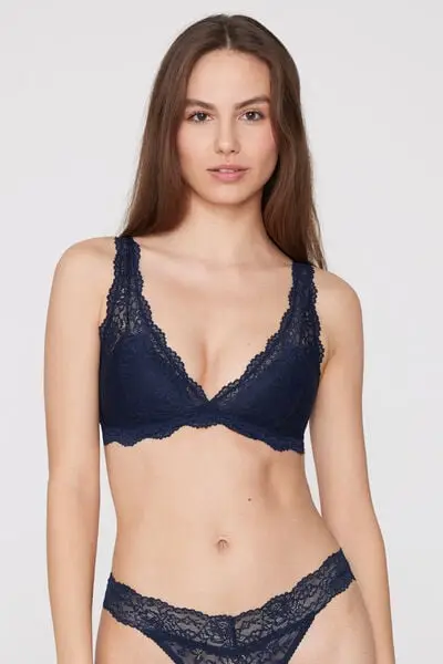 Reggiseno Triangolo in Pizzo Riciclato Havana Donna Blu miniatura 2