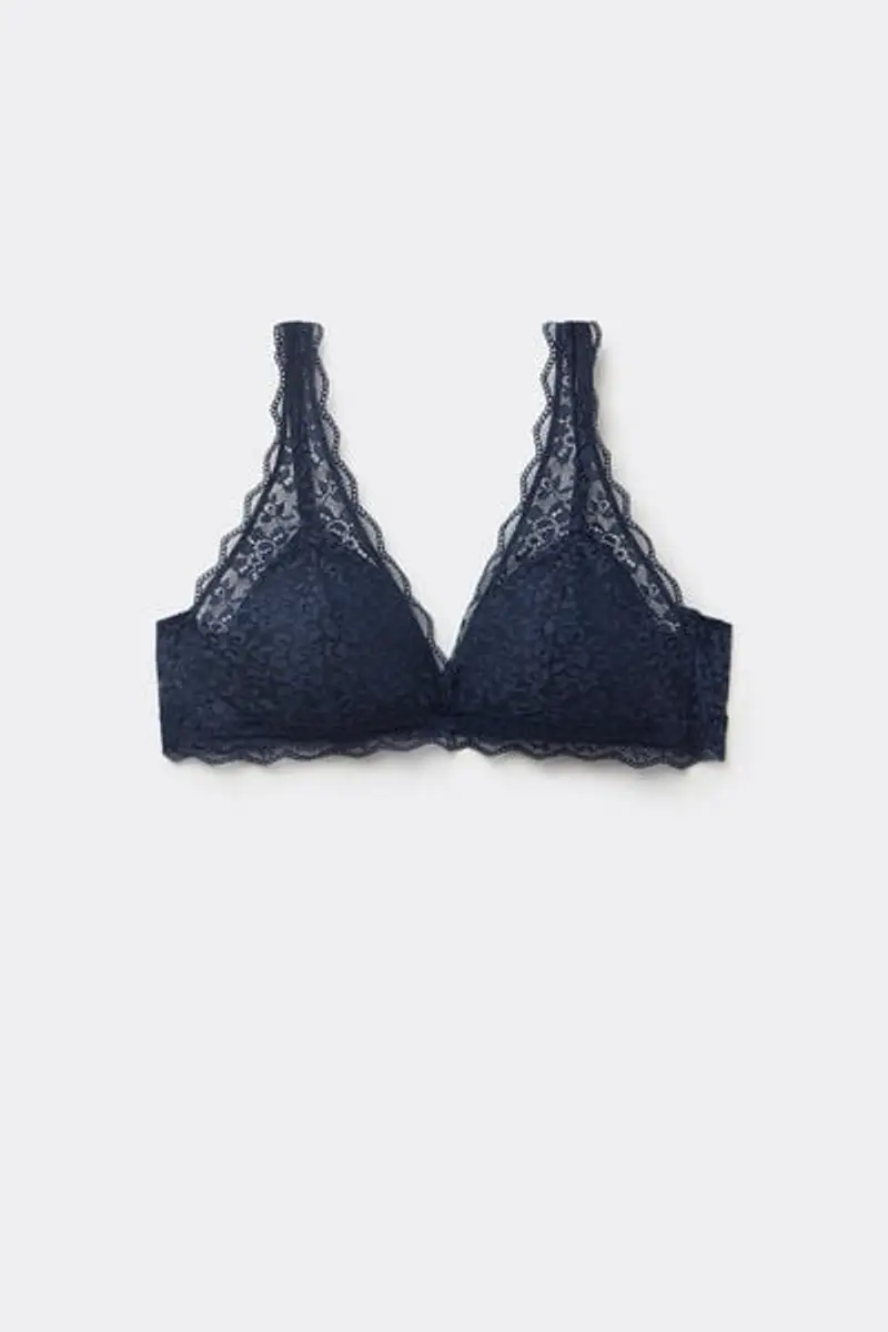 Tezenis Reggiseno Triangolo in Pizzo Riciclato Havana Donna Blu Taglia 5B