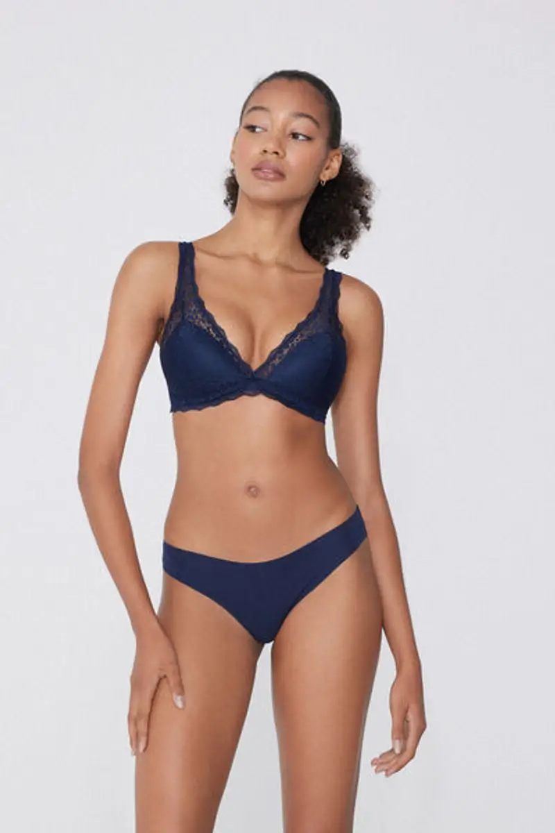 Tezenis Reggiseno Triangolo in Pizzo Riciclato Havana Donna Blu Taglia 5B miniatura 3