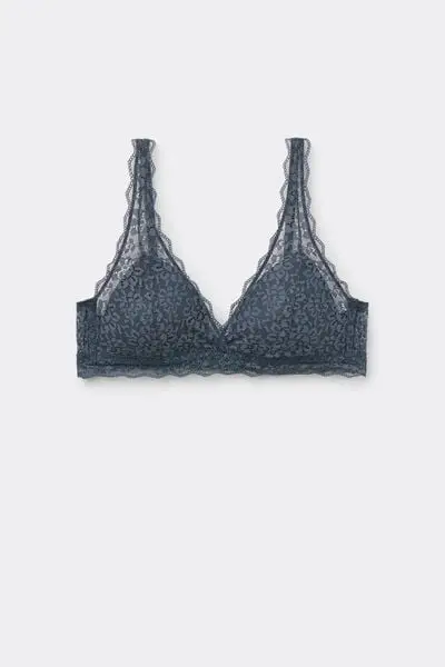 Reggiseno Triangolo in Pizzo Riciclato Havana Donna Grigio Scuro