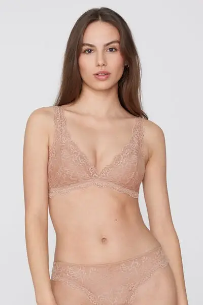 Reggiseno Triangolo in Pizzo Riciclato Havana Donna Naturale miniatura 2