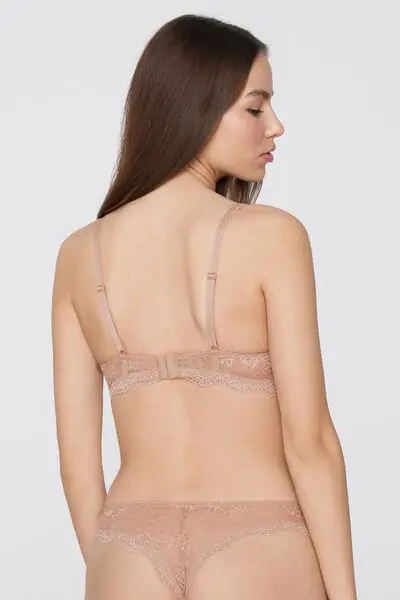 Reggiseno Triangolo in Pizzo Riciclato Havana Donna Naturale miniatura 3