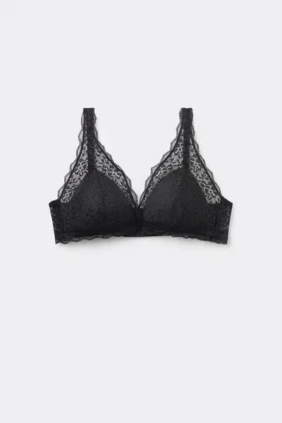 Reggiseno Triangolo in Pizzo Riciclato Havana Donna Nero