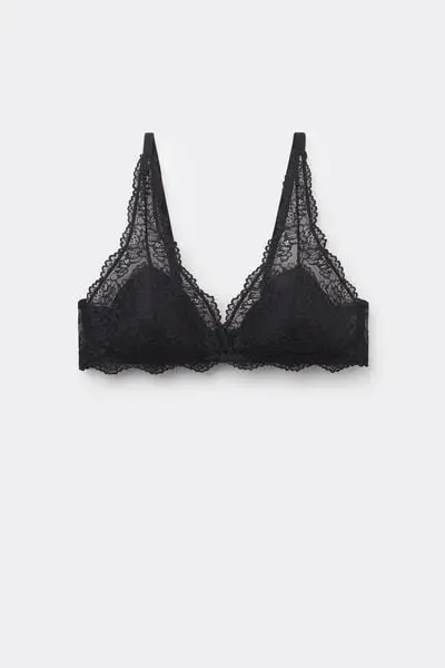 Reggiseno Triangolo in Pizzo Riciclato Havana Donna Nero