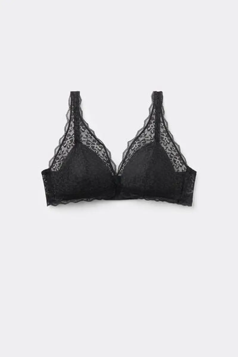 Tezenis Reggiseno Triangolo in Pizzo Riciclato Havana Donna Nero Taglia 3B