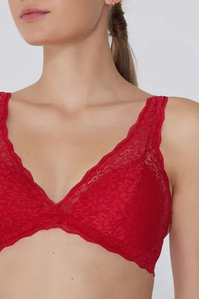 Reggiseno Triangolo in Pizzo Riciclato Havana Donna Rosso miniatura 3
