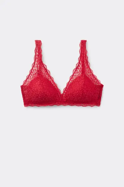 Reggiseno Triangolo in Pizzo Riciclato Havana Donna Rosso