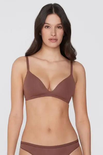 Reggiseno Triangolo Leggermente Imbottito Cotone Organico London Donna Marrone miniatura 2