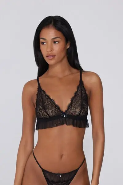 Reggiseno Triangolo Lisbon Pretty Plissé Donna Nero miniatura 2
