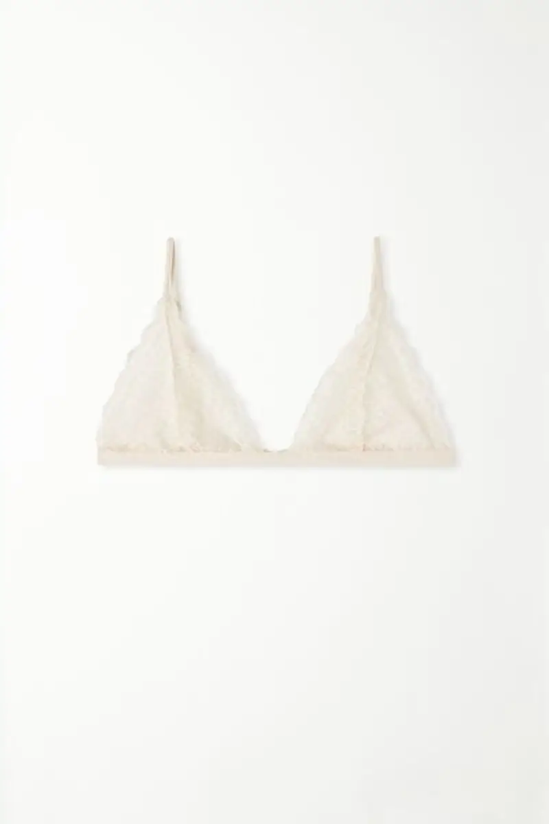 Tezenis Reggiseno Triangolo Lisbon Senza Imbottitura in Pizzo Riciclato Donna Avorio Taglia 2C