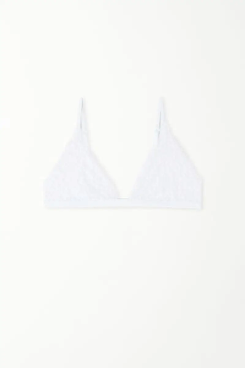 Tezenis Reggiseno Triangolo Lisbon Senza Imbottitura in Pizzo Riciclato Donna Bianco Taglia 1B