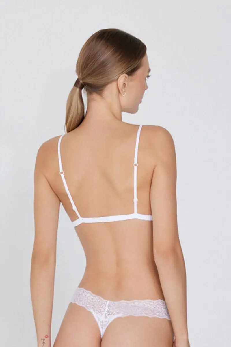 Tezenis Reggiseno Triangolo Lisbon Senza Imbottitura in Pizzo Riciclato Donna Bianco Taglia 1B miniatura 2