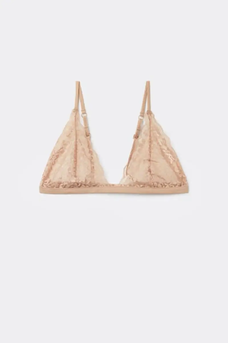 Tezenis Reggiseno Triangolo Lisbon Senza Imbottitura in Pizzo Riciclato Donna Naturale Taglia 1B