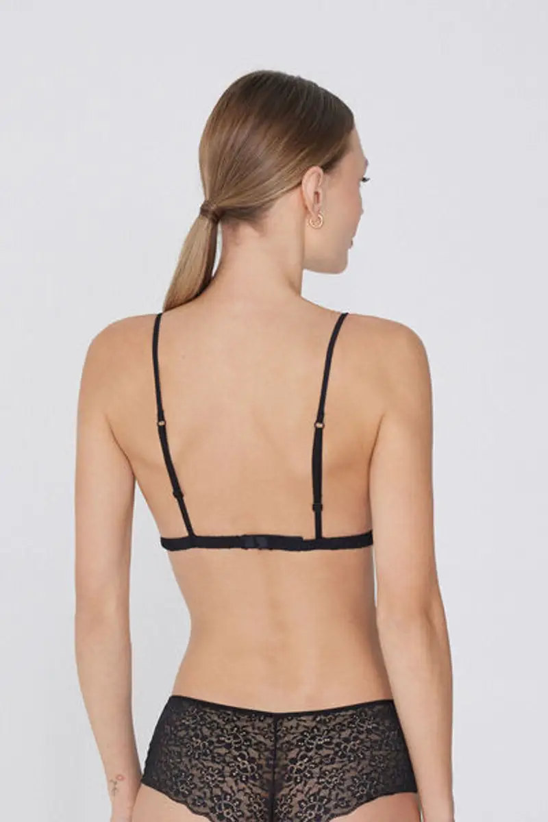 Tezenis Reggiseno Triangolo Lisbon Senza Imbottitura in Pizzo Riciclato Donna Nero Taglia 1B miniatura 2