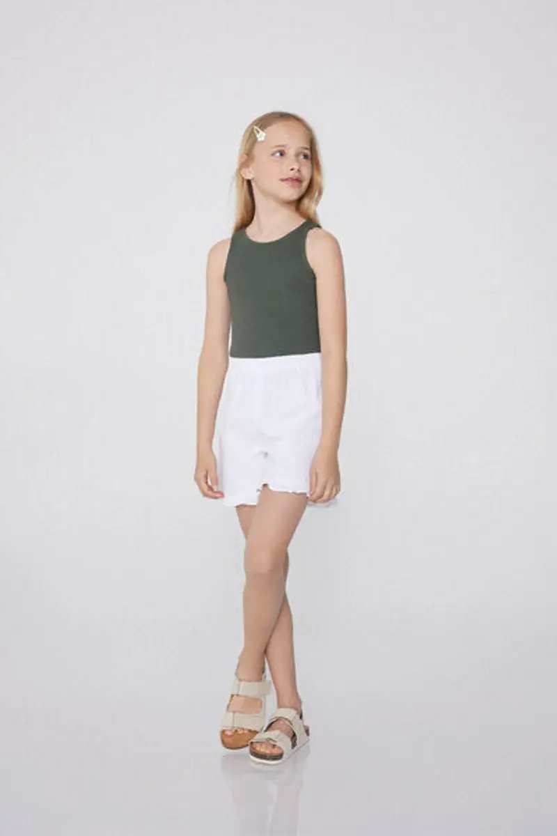 Tezenis Short in Denim con Ruches Bimba Bambina Bianco Taglia 10-11 miniatura 2