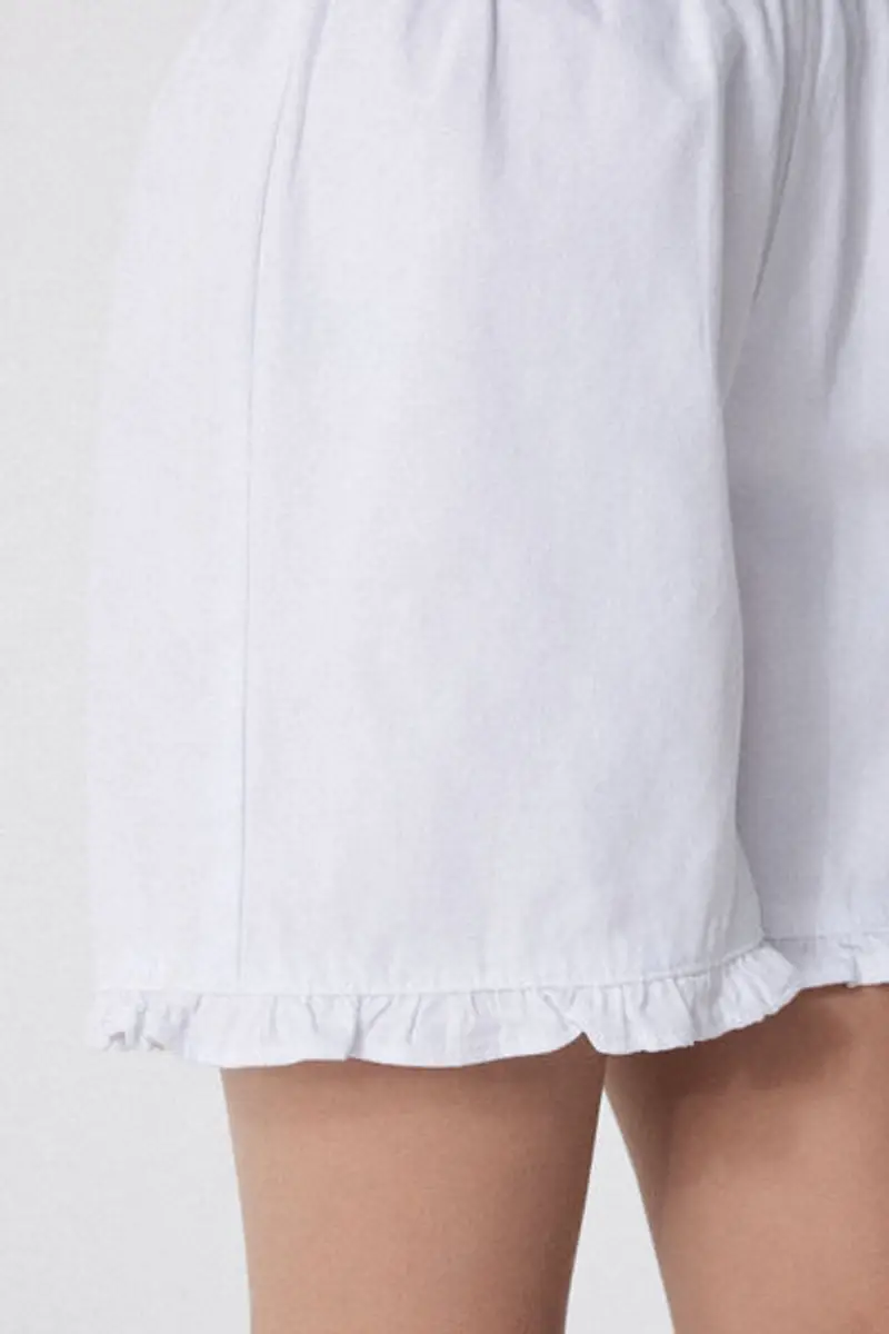 Tezenis Short in Denim con Ruches Bimba Bambina Bianco Taglia 10-11 miniatura 3