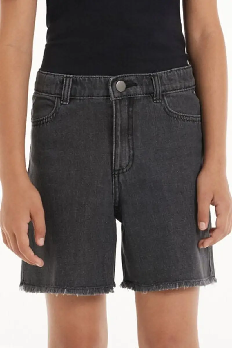 Tezenis Short in Denim Sfrangiati Bambina Nero Taglia 10-11