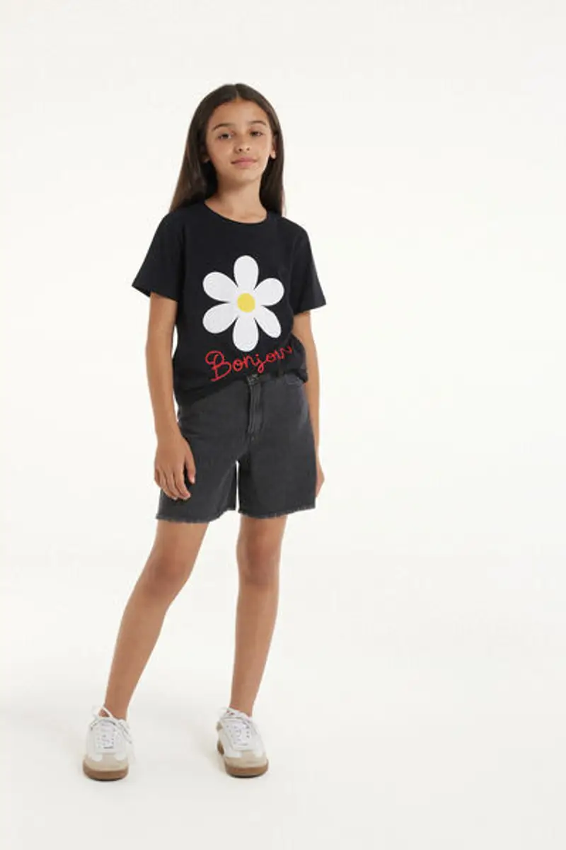 Tezenis Short in Denim Sfrangiati Bambina Nero Taglia 10-11 miniatura 2