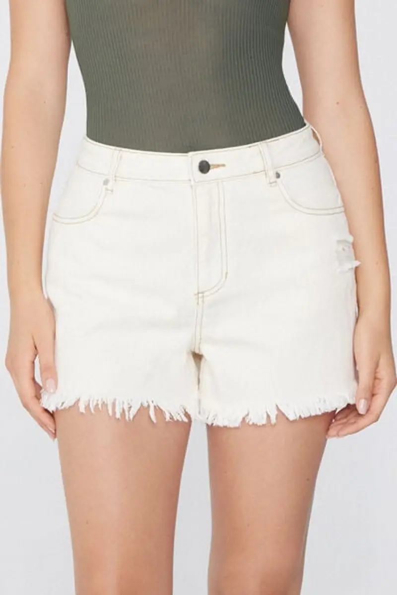 Tezenis Short in Denim Sfrangiati Donna Avorio Taglia L