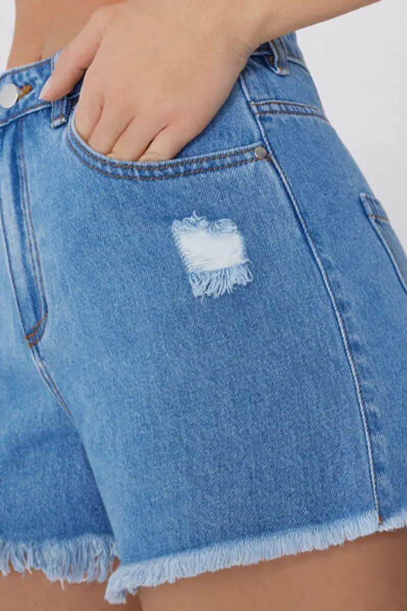 Tezenis Short in Denim Sfrangiati Donna Blu Taglia L miniatura 3