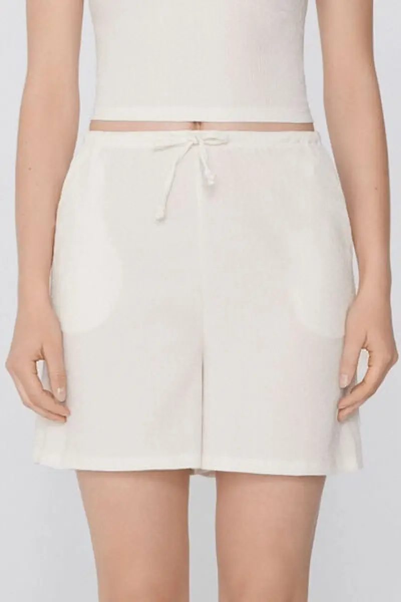 Tezenis Shorts Effetto Crepe con Coulisse Donna Bianco Taglia M