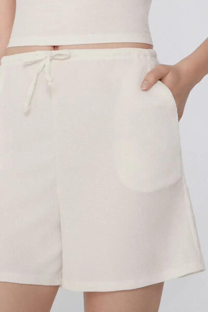 Tezenis Shorts Effetto Crepe con Coulisse Donna Bianco Taglia M miniatura 3