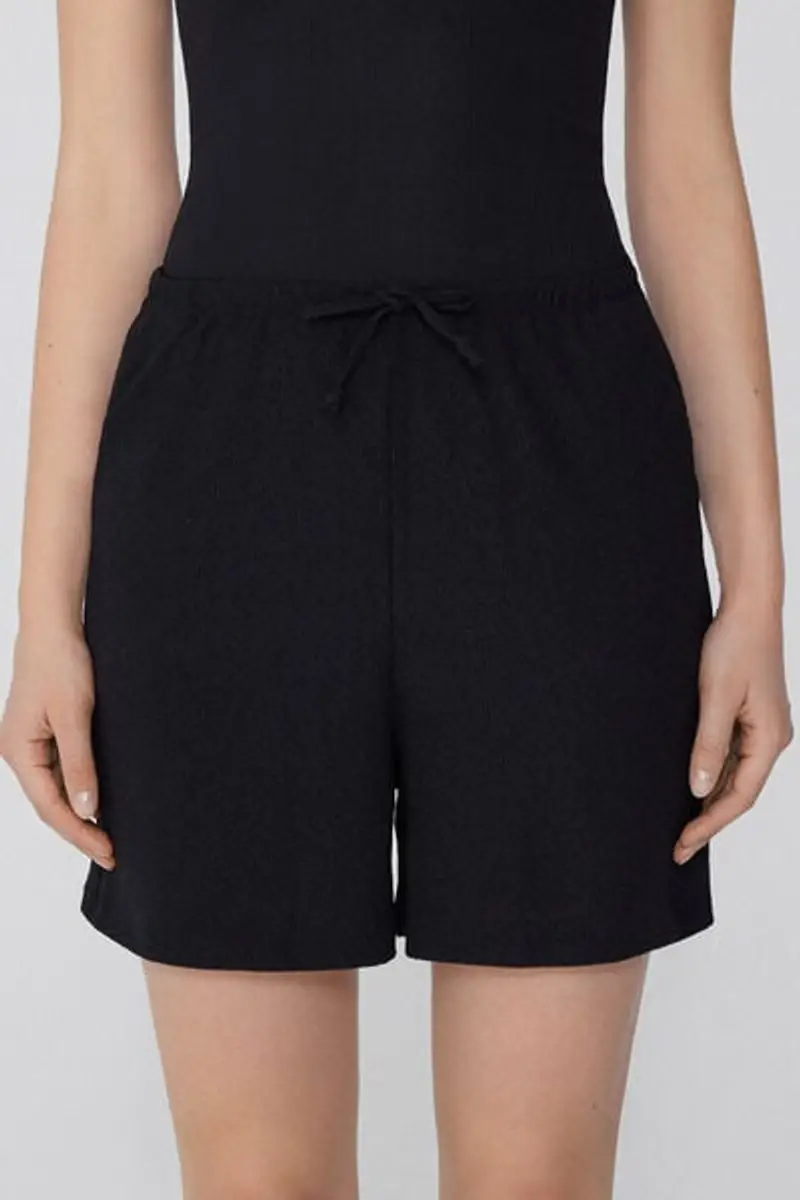 Tezenis Shorts Effetto Crepe con Coulisse Donna Nero Taglia L