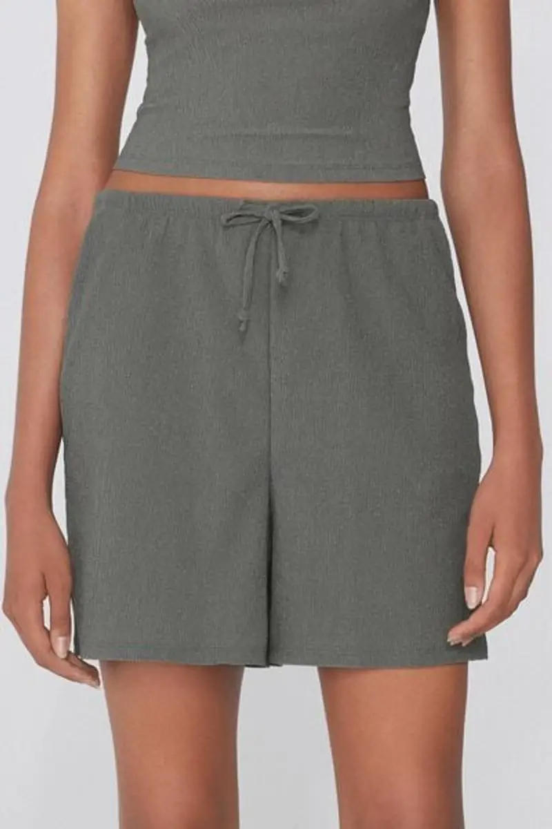 Tezenis Shorts Effetto Crepe con Coulisse Donna Verde Taglia S