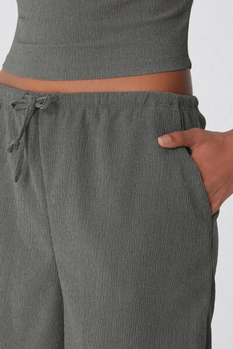 Tezenis Shorts Effetto Crepe con Coulisse Donna Verde Taglia S miniatura 3