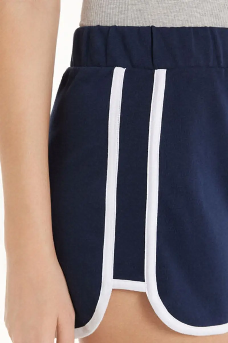 Tezenis Shorts Felpa Piping Donna Blu Taglia L miniatura 3