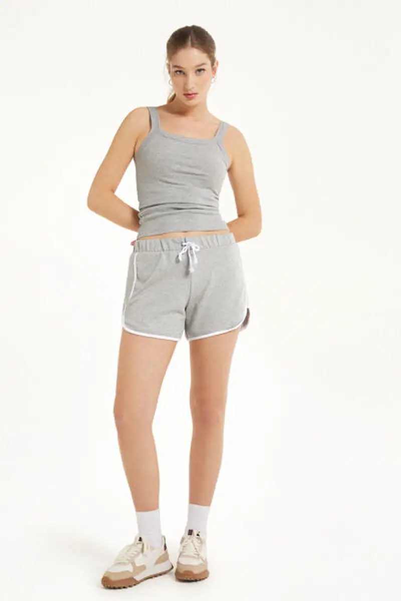 Tezenis Shorts Felpa Piping Donna Grigio Taglia L miniatura 2