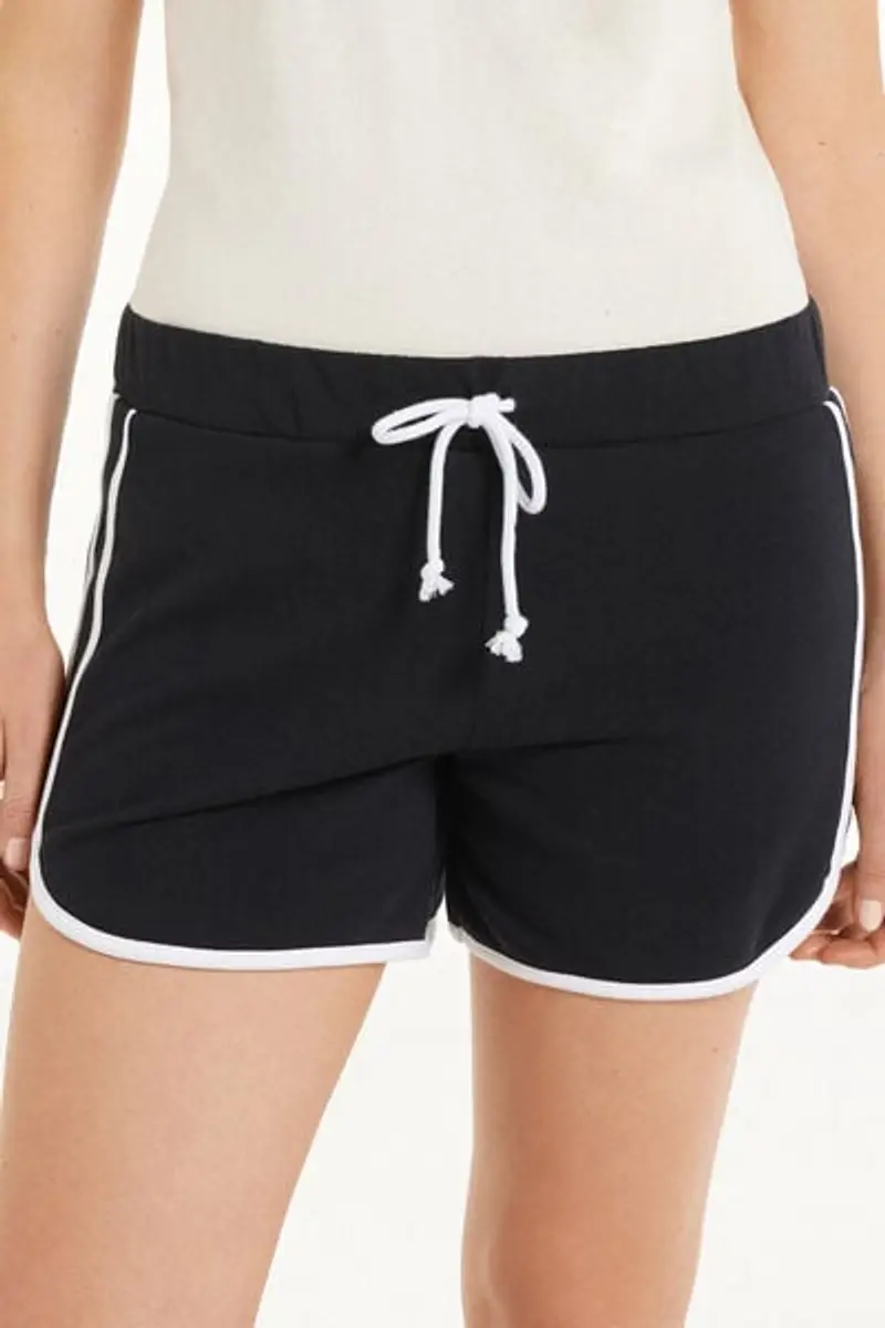 Tezenis Shorts Felpa Piping Donna Nero Taglia S