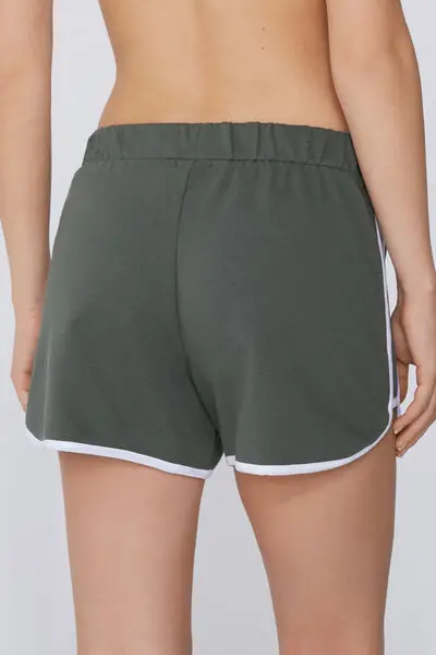 Shorts Felpa Piping Donna Verde miniatura 2