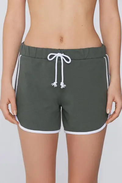 Shorts Felpa Piping Donna Verde