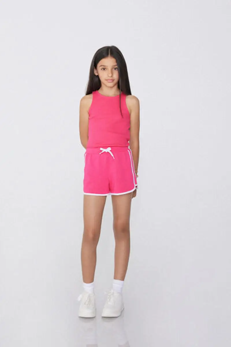 Tezenis Shorts in Felpa Cotone Piping Bimba Bambina Rosa Taglia 10-11 miniatura 2
