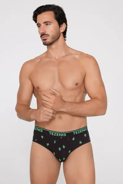 Slip Cotone Stampato con Logo Uomo Nero miniatura 2