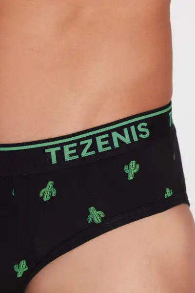 Slip Cotone Stampato con Logo Uomo Nero miniatura 3