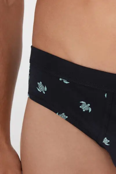 Slip in Cotone Elasticizzato Stampato Uomo Blu miniatura 3